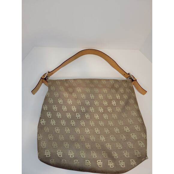 Authentic Dooney & Bourke Brown Canvas Leather Handbag with Dust Bag - Picture 1 of 10